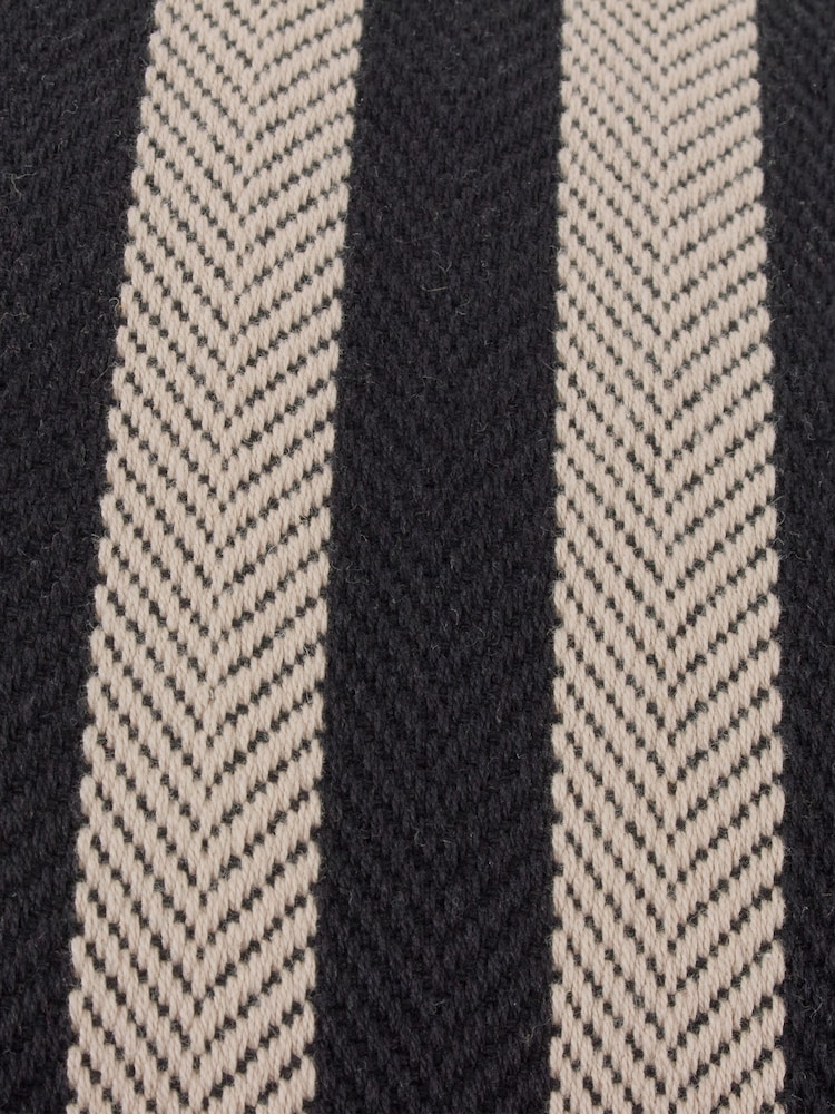 Yard Black Benton Herringbone 100% Cotton Cushion - Image 3 of 4
