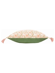 Paoletti Coral Seventy Three Delphine Floral Tasselled 100% Cotton Cushion - Image 3 of 5
