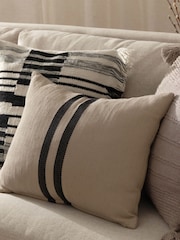 Yard Natural Natural Beige Benton Herringbone 100% Cotton Cushion - Image 3 of 5