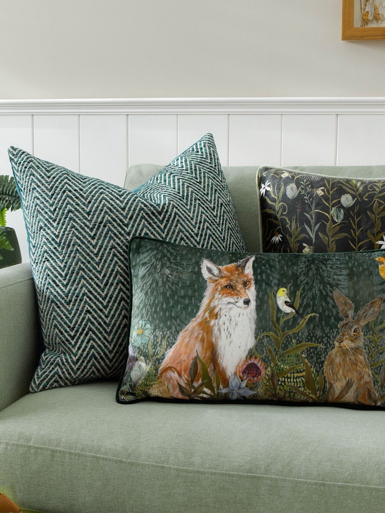 Wylder Teal Croft Jacquard Cushion - Image 6 of 6
