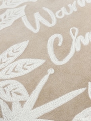 Paoletti Natural Winter Warmest Wishes Embroidered 100% Cotton Cushion - Image 4 of 4