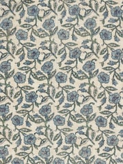 Paoletti Delph Blue Seventy Three Delphine Floral 100% Cotton Fringed Throw - Image 2 of 4