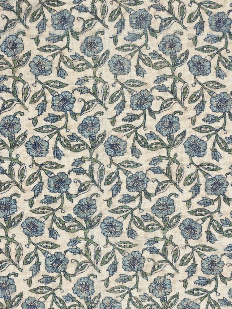 Paoletti Delph Blue Seventy Three Delphine Floral 100% Cotton Fringed Throw - Image 2 of 4