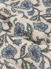 Paoletti Delph Blue Seventy Three Delphine Floral 100% Cotton Fringed Throw - Image 3 of 4