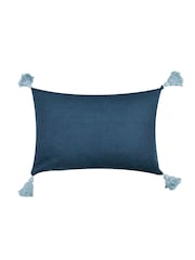 Paoletti Delph Blue Seventy Three Delphine Floral Tasselled 100% Cotton Cushion - Image 2 of 5