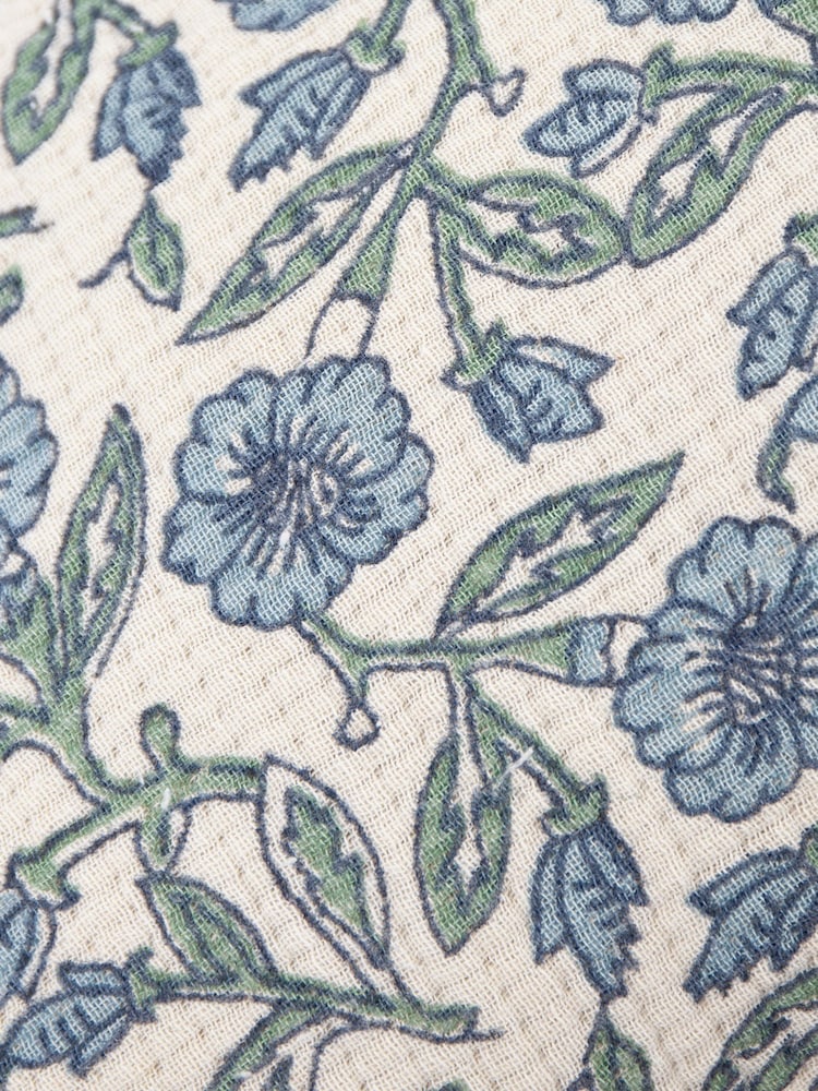 Paoletti Delph Blue Seventy Three Delphine Floral Tasselled 100% Cotton Cushion - Image 5 of 5