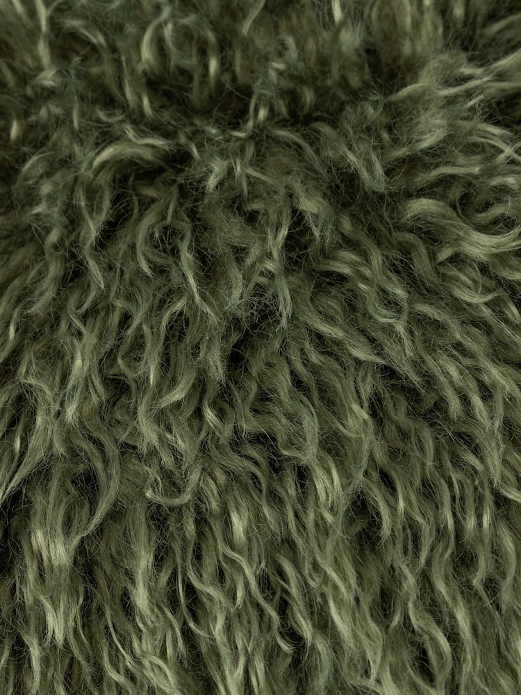 furn. Khaki Rowan Faux Fur Cushion - Image 5 of 5