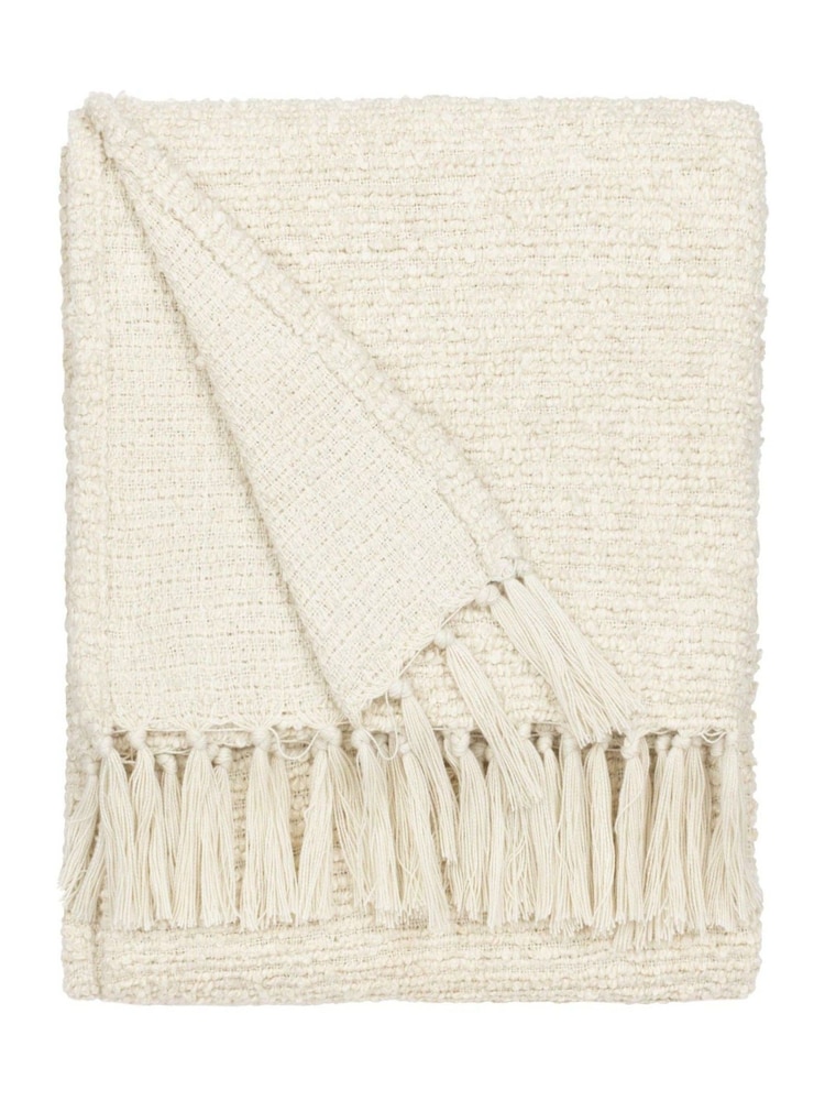 Yard Ecru Candar Woven Fringed Throw - Image 1 of 3