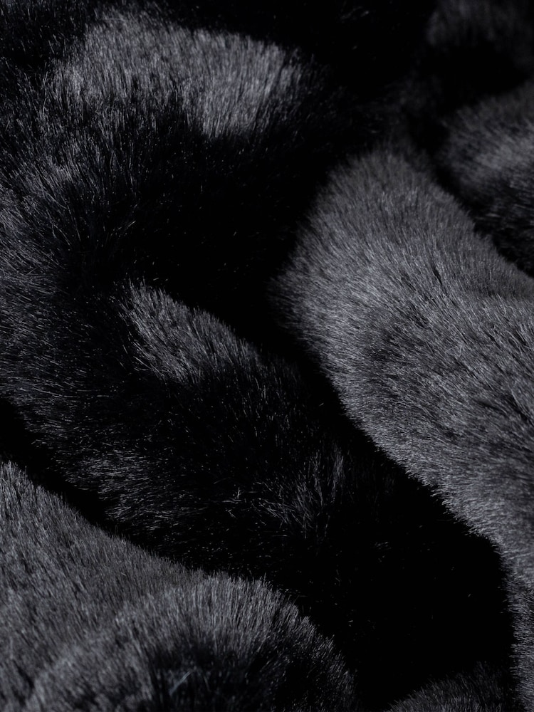 Furn Black Large Kallu Reversible Faux Fur Throw - Image 2 of 2 Furn Black Large Kallu Reversible Faux Fur Throw - Image 2 of 2