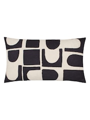 HÖEM Black/White Hallam Embroidered 100% Cotton Cushion - Image 1 of 4