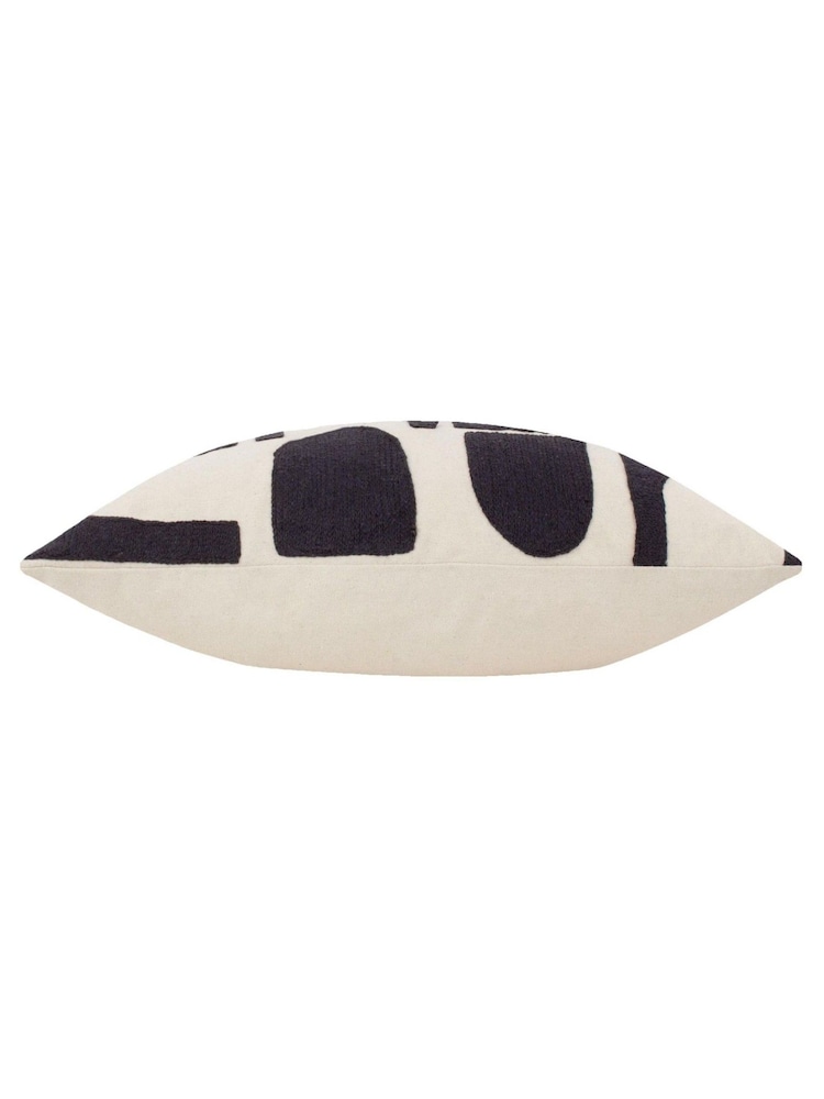 HÖEM Black/White Hallam Embroidered 100% Cotton Cushion - Image 2 of 4