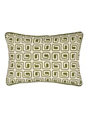 HÖEM Olive Safara Geometric Piped 100% Cotton Cushion - Image 1 of 4