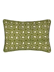 HÖEM Olive Safara Geometric Piped 100% Cotton Cushion - Image 2 of 4
