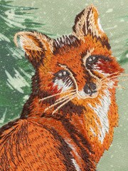 Furn Oak Green Lodge Wood Fox Velvet Piped Cushion - Image 4 of 5