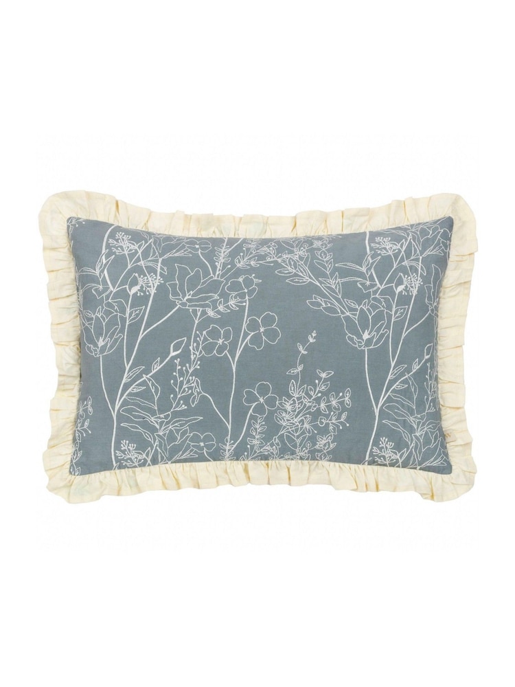 Wylder Mae Floral Print Embroidered 100% Cotton Cushion - Imagem 1 de 5