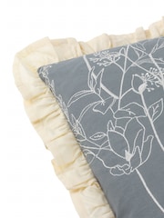 Wylder French Blue Mae Floral Print Embroidered Cotton Cushion - Image 6 of 7