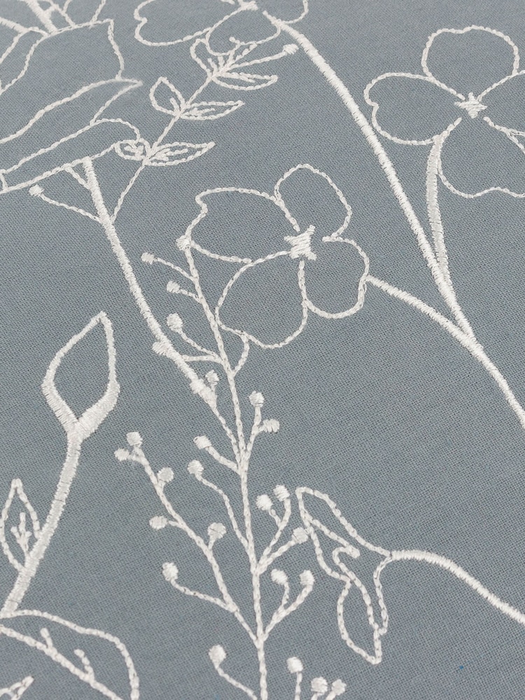 Wylder French Blue Mae Floral Print Embroidered Cotton Cushion - Image 7 of 7 Wylder French Blue Mae Floral Print Embroidered Cotton Cushion - Image 7 of 7