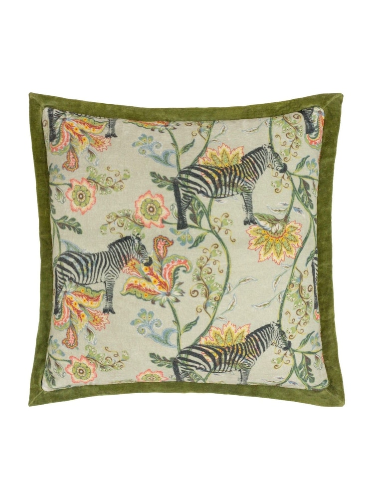 Wylder Ecru Green Sundra Exotic 100% Cotton Cushion - Image 1 of 4