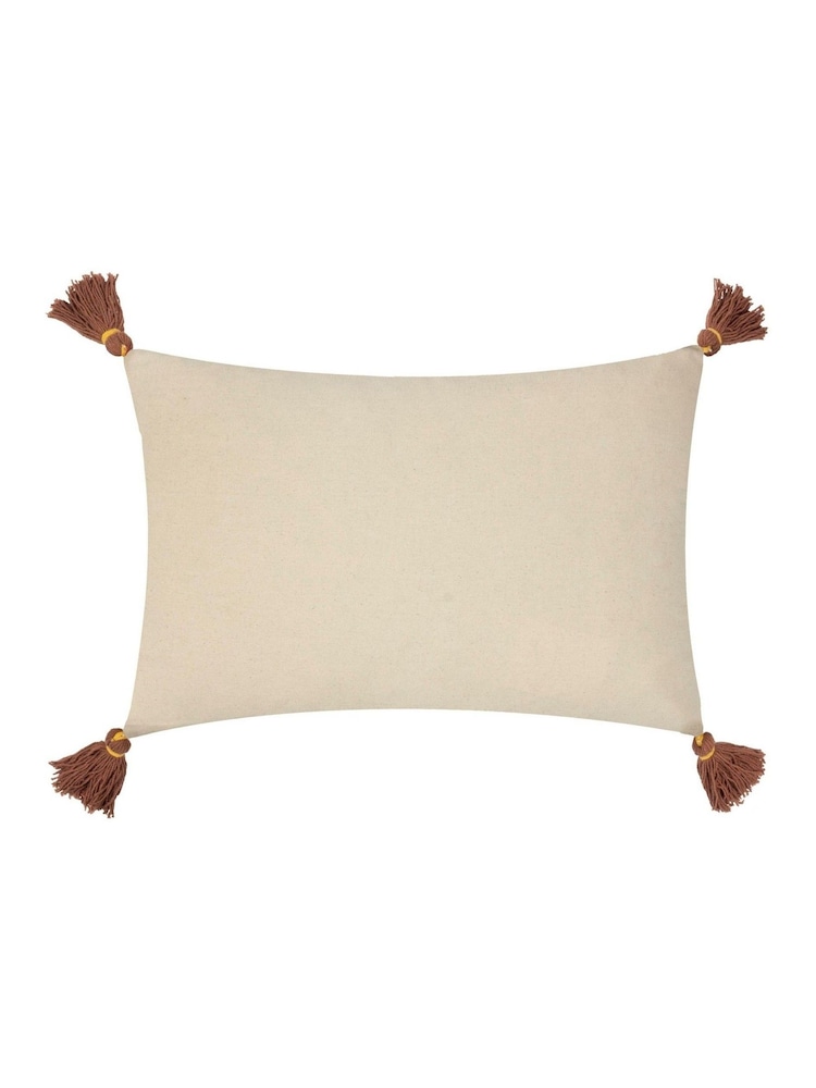 Wylder Natural Treetop Toucan Embroidered Tasselled 100% Cotton Cushion - Image 2 of 4 Wylder Natural Treetop Toucan Embroidered Tasselled 100% Cotton Cushion - Image 2 of 4
