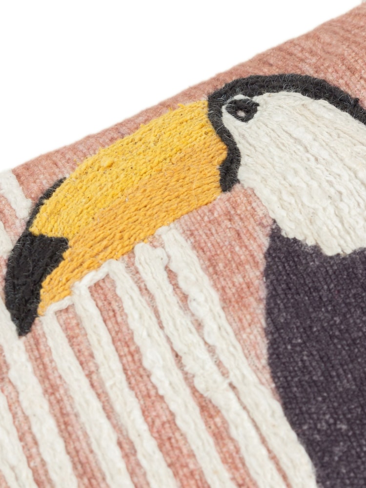 Wylder Natural Treetop Toucan Embroidered Tasselled 100% Cotton Cushion - Image 4 of 4 Wylder Natural Treetop Toucan Embroidered Tasselled 100% Cotton Cushion - Image 4 of 4