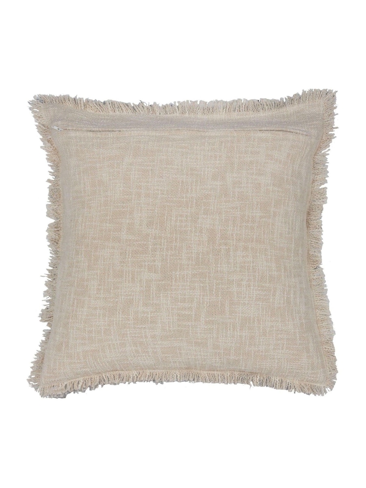 Paoletti Delph Blue Seventy Three Durelle Damask Fringed 100% Cotton Cushion - Image 2 of 5