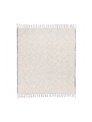 Paoletti Delph Blue Seventy Three Durelle Damask Fringed 100% Cotton Throw - Image 3 of 5