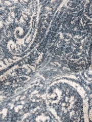 Paoletti Delph Blue Seventy Three Durelle Damask Fringed 100% Cotton Throw - Image 5 of 5
