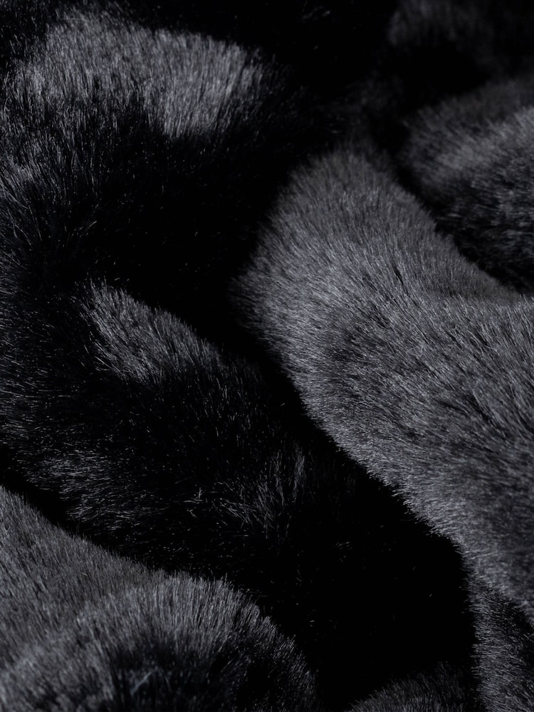 Furn Black Kallu Reversible Faux Fur Throw - Image 2 of 2