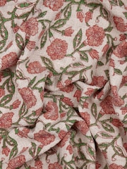 Paoletti Coral Seventy Three Delphine Floral 100% Cotton Fringed Throw - Image 4 of 4