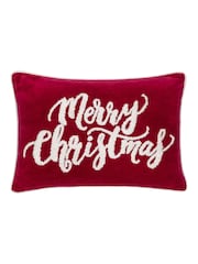 Paoletti Winter Merry Christmas Embroidered 100% Cotton Cushion - Изображение 1 из 4