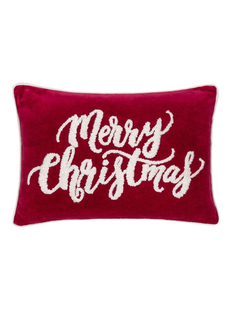 Paoletti Winter Merry Christmas Embroidered 100% Cotton Cushion - Изображение 1 из 4