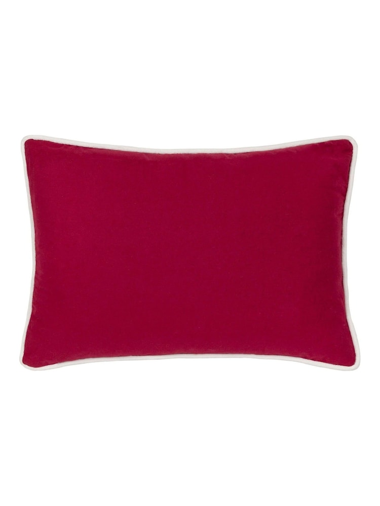 Paoletti Red Winter Merry Christmas Embroidered 100% Cotton Cushion - Image 3 of 4
