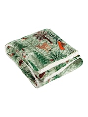 Furn Oak Green Lodge Wood Sherpa Fleece Throw - Image 1 of 4