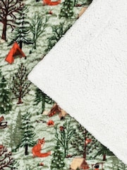 Furn Oak Green Lodge Wood Sherpa Fleece Throw - Image 2 of 4