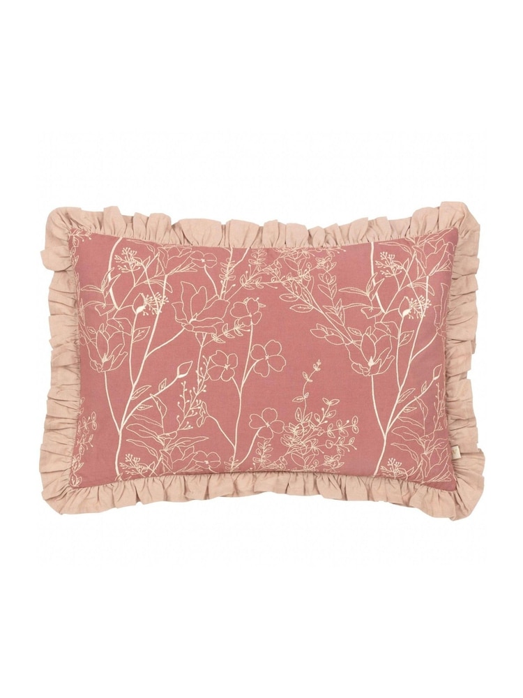 Wylder Mae Floral Print Embroidered 100% Cotton Cushion - Imagem 1 de 5
