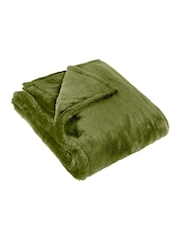 Furn Olive Large Kallu Reversible Faux Fur Throw - Image 1 of 2