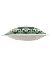 Paoletti Green Winter Bloom Floral Print Embroidered 100% Cotton Cushion - Image 3 of 4