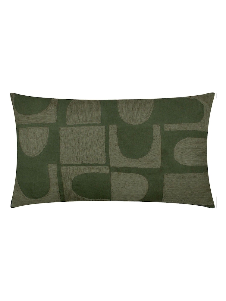 HÖEM Ivy Green Hallam Embroidered 100% Cotton Cushion - Image 1 of 4