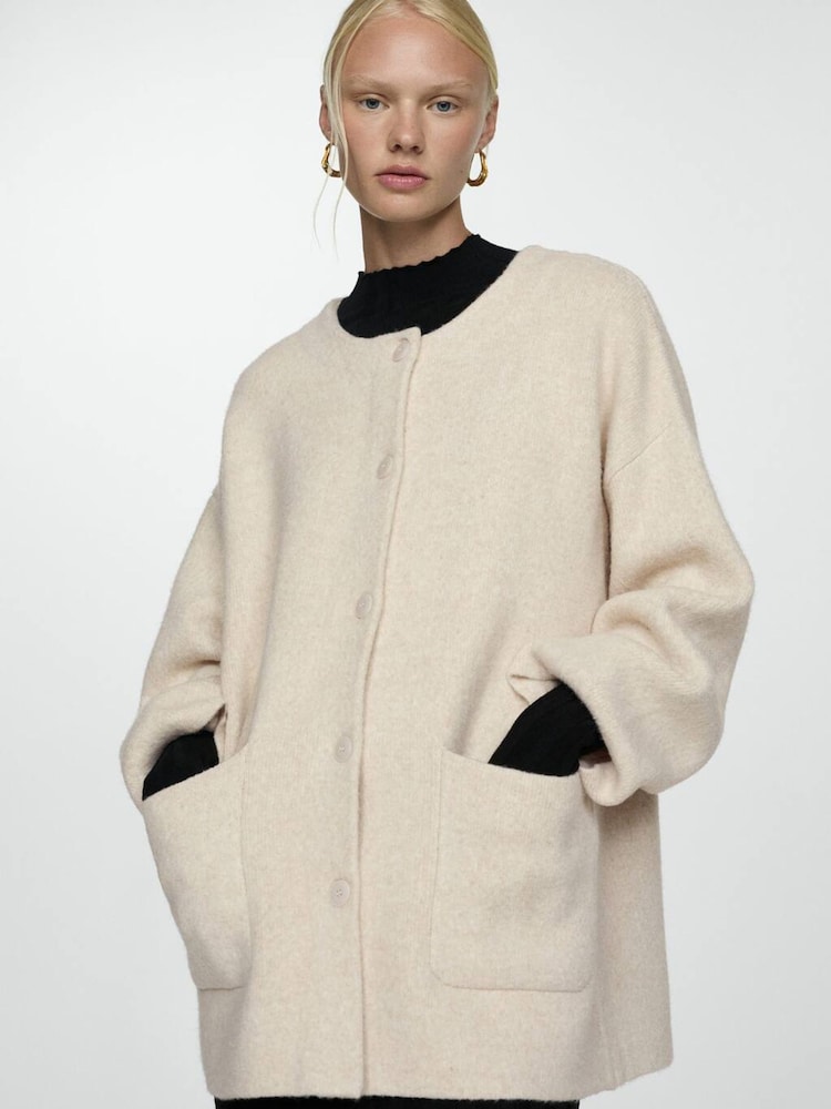 Mango Cream Coat with Scarf attached - Image 1 of 7