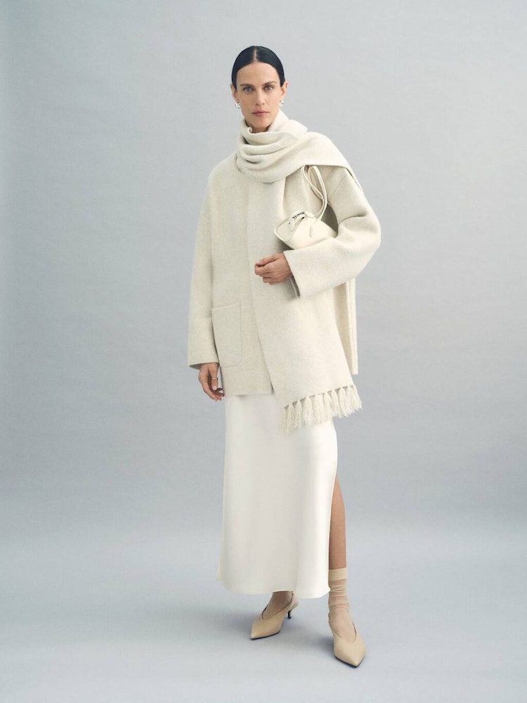 Mango Cream Coat with Scarf attached - Image 2 of 7