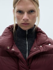 Mango Burgundy Pocket Quilted Puffer Jacket - Image 4 of 6