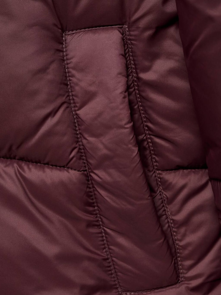 Mango Burgundy Pocket Quilted Puffer Jacket - Image 6 of 6