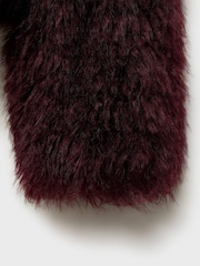 Mango Burgundy Faux Fur Jacket - Image 7 of 7