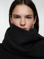 Mango Black Knitted Coat With Detachable Scarf - Image 4 of 6