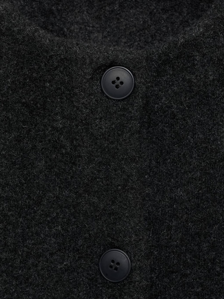 Mango Black Knitted Coat With Detachable Scarf - Image 6 of 6