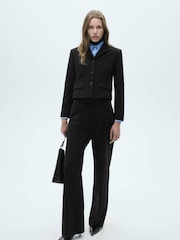 Mango Black Cropped Jacket With Buttons - Image 1 of 1