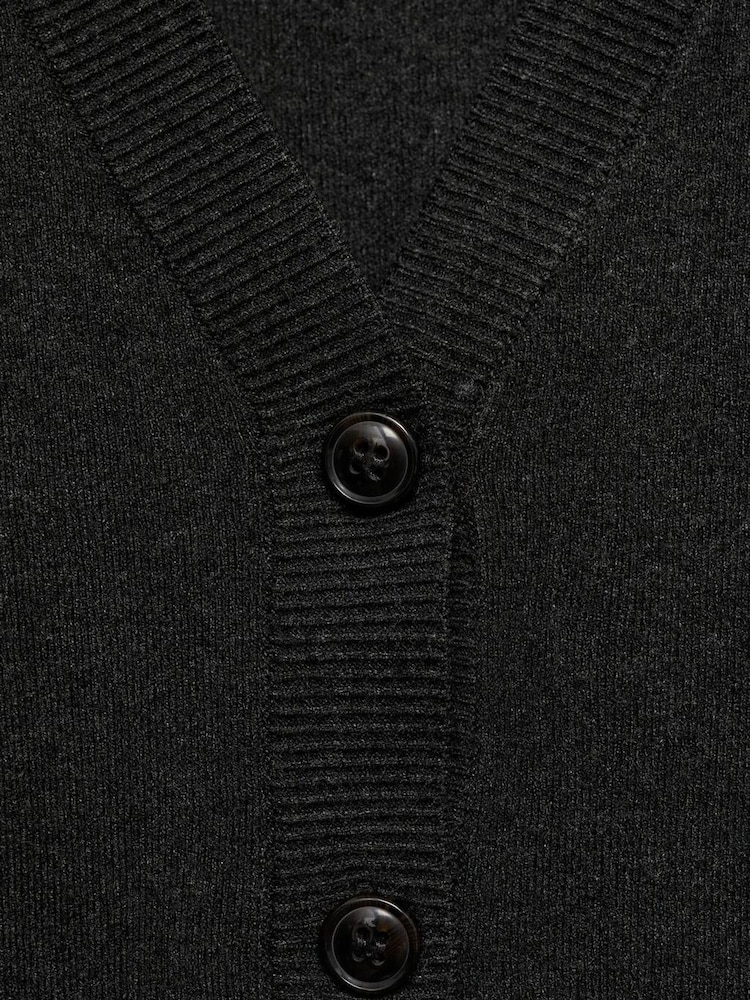 Mango Grey V-Neck Knitted Cardigan - Image 7 of 7 Mango Grey V-Neck Knitted Cardigan - Image 7 of 7