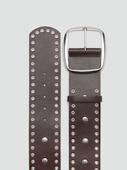 Mango Brown Wide Silver Studded Eyelet Belt - Image 3 of 3