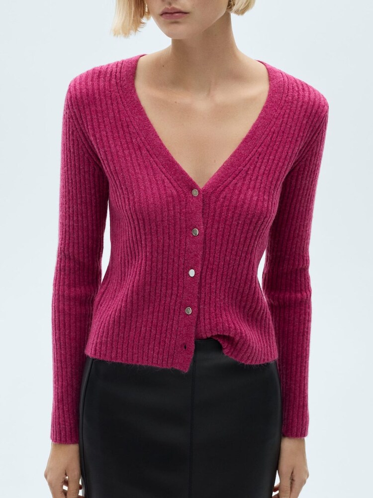 Mango Pink Ribbed Cardigan - Image 1 of 7