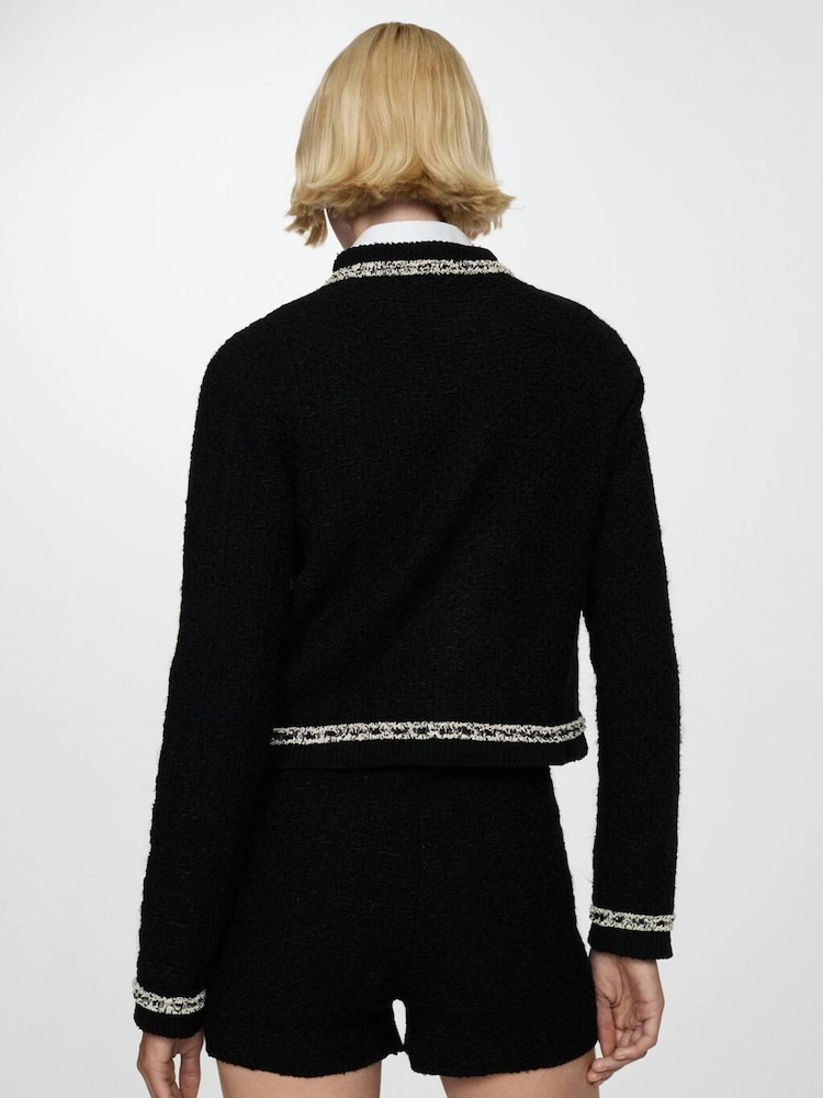 Mango Black Cropped Tweed Jacket - Image 2 of 6